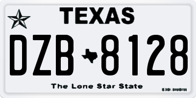 TX license plate DZB8128