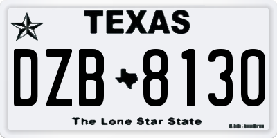 TX license plate DZB8130