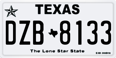 TX license plate DZB8133