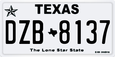 TX license plate DZB8137