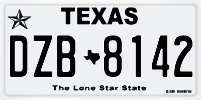TX license plate DZB8142