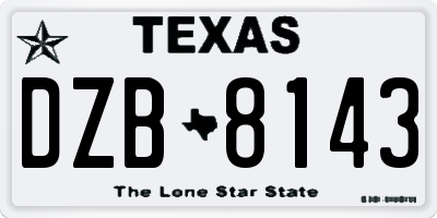 TX license plate DZB8143