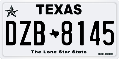 TX license plate DZB8145