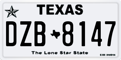 TX license plate DZB8147
