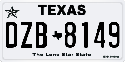 TX license plate DZB8149