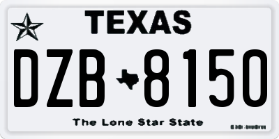 TX license plate DZB8150