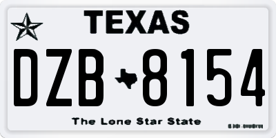 TX license plate DZB8154