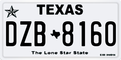 TX license plate DZB8160