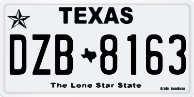 TX license plate DZB8163