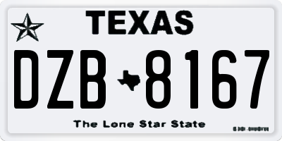 TX license plate DZB8167