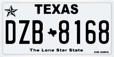 TX license plate DZB8168