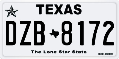 TX license plate DZB8172