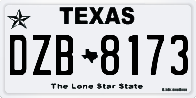 TX license plate DZB8173