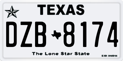TX license plate DZB8174