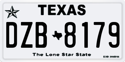 TX license plate DZB8179