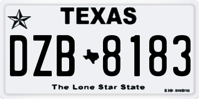 TX license plate DZB8183