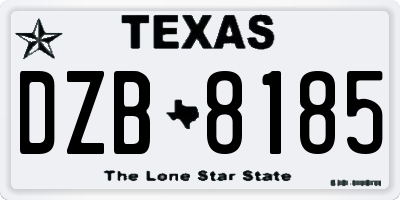 TX license plate DZB8185