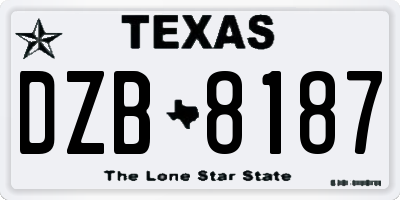 TX license plate DZB8187