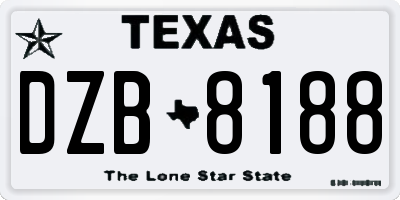 TX license plate DZB8188