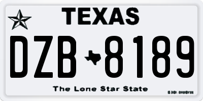 TX license plate DZB8189