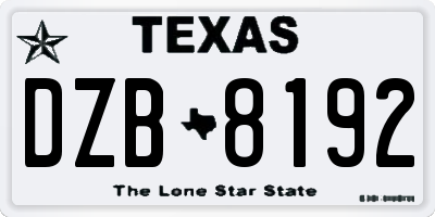 TX license plate DZB8192