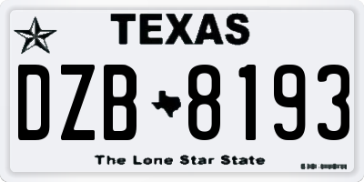 TX license plate DZB8193