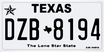 TX license plate DZB8194