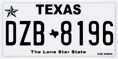 TX license plate DZB8196