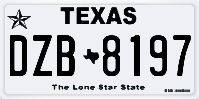 TX license plate DZB8197