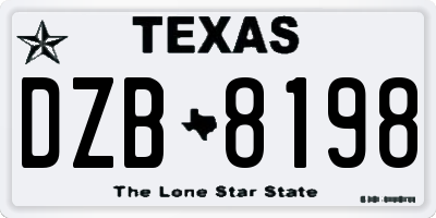 TX license plate DZB8198