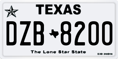 TX license plate DZB8200