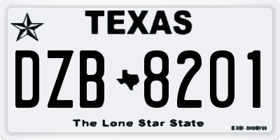 TX license plate DZB8201