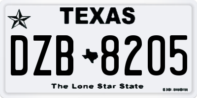 TX license plate DZB8205