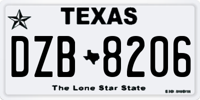 TX license plate DZB8206