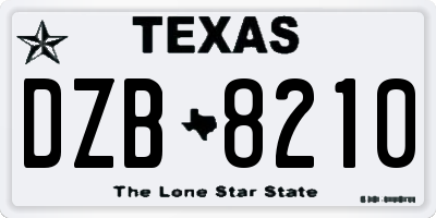 TX license plate DZB8210