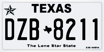 TX license plate DZB8211