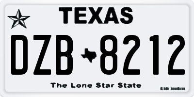 TX license plate DZB8212