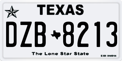 TX license plate DZB8213