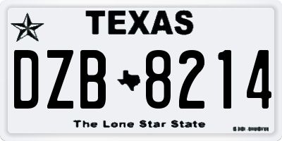 TX license plate DZB8214