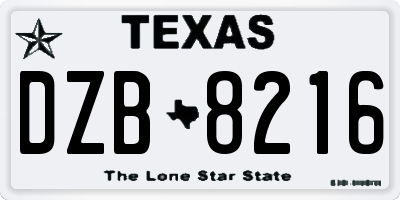 TX license plate DZB8216