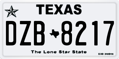 TX license plate DZB8217