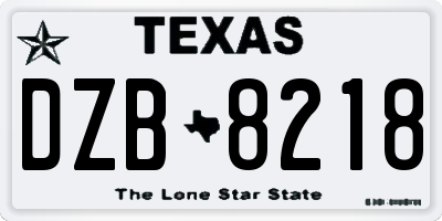 TX license plate DZB8218