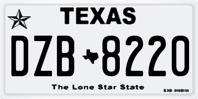 TX license plate DZB8220