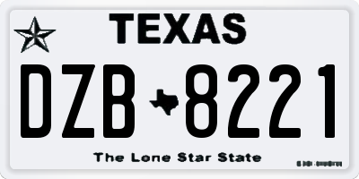 TX license plate DZB8221
