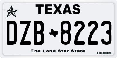 TX license plate DZB8223