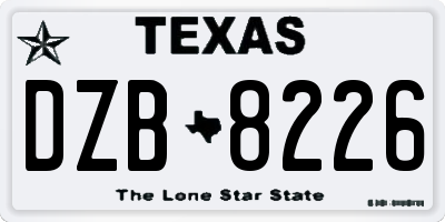 TX license plate DZB8226