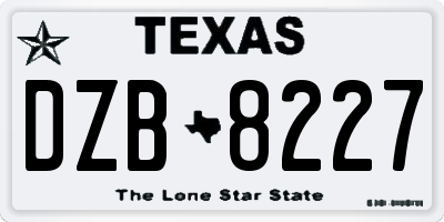 TX license plate DZB8227