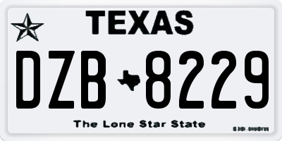 TX license plate DZB8229