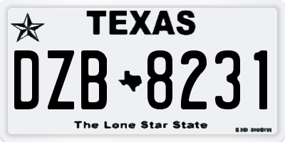 TX license plate DZB8231