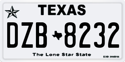 TX license plate DZB8232